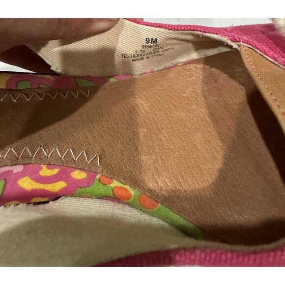 SPERRY Top Sider SOUTHPORT Pink Canvas SLINGBACK Wedges Nautical Rope Bow SZ 9 - Picture 3 of 5
